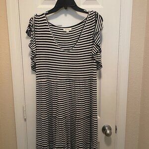 Max Studio Women's Stripe Ruffle Shift Dress